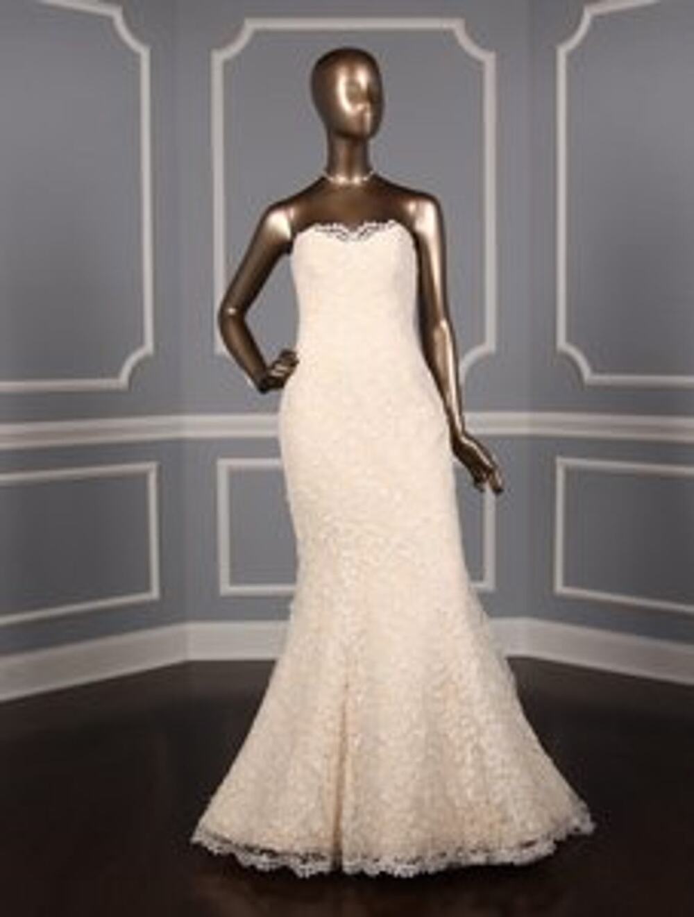 ROMONA KEVEZA RK5407 Strapless Mermaid Beaded Lace Blush Wedding Dress Gown 10